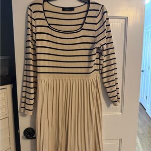 Zesica Striped Black and Cream Dress